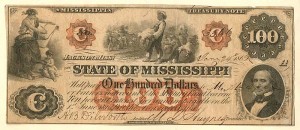 State of Mississippi - Treasury Note - Obsolete Banknote - Nice Very Fine Condition - SOLD